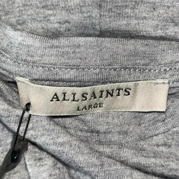 NWT ALLSAINTS Paloma Drape Dress Midi Size Large Gray Marl Knot Front All Saints - Picture 10 of 13